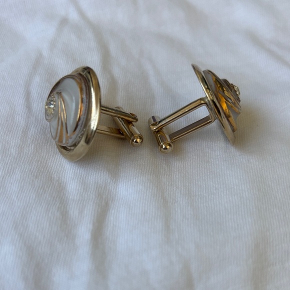 None Other - Elegant Gold and Silver Cuff Links